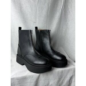 Wild Fable Womens Black Front Zip Platform Ankle Boots Memory Foam Size 8.5‎
